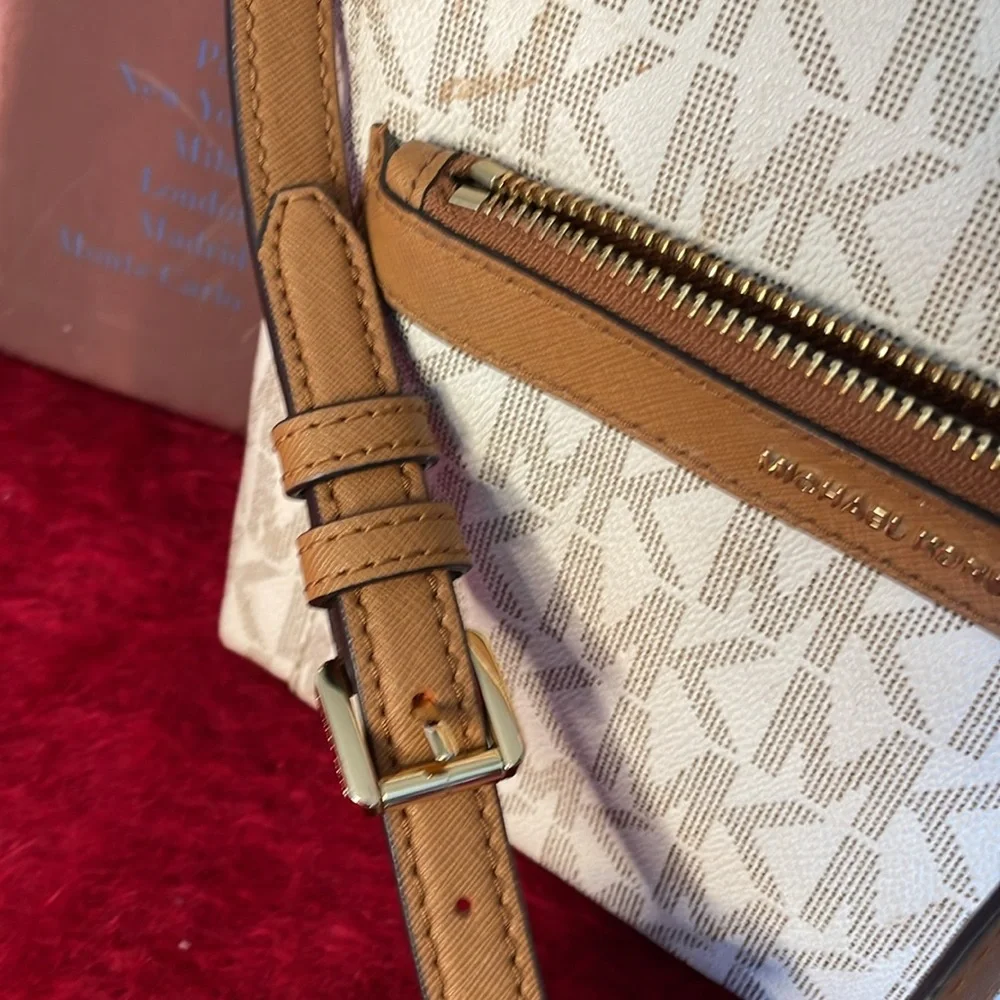 MICHAEL KORS SIGNATURE MK MEDIUM SIZE MORGAN MESSENGER CROSSBODY BAG VANILLA